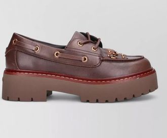 Pinko calf leather lace loafers