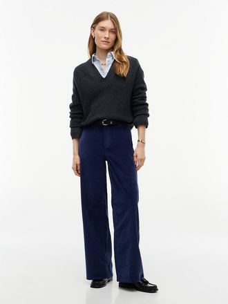 Tommy Hilfiger Womens Stretch Corduroy Wide Leg Pant - Carbon Navy - 00