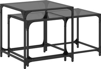 vidaXL Vidaxl - Nesting Coffee Tables 2 pcs with Black Glass Top Steel