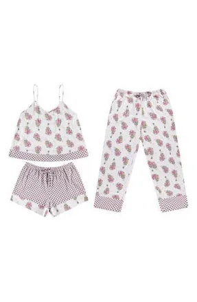 Vera Bradley 3-Piece Cami, Pants & Shorts Pajama Set in Ivory at Nordstrom Rack, Size X-Large
