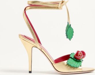 Valentino Garavani Cherryfic Sandal in Laminated Nappa and Kidskin 100mm Wo