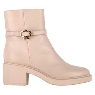 Gianvito Rossi Gianvito Rossi Riem Dumont Enkellaarsjes van Nude Kalfsleer