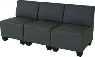 Hhg Sof&aacute; Modular 3 Plazas Lyon, Polipiel, Gris Oscuro, Sin Reposabrazos