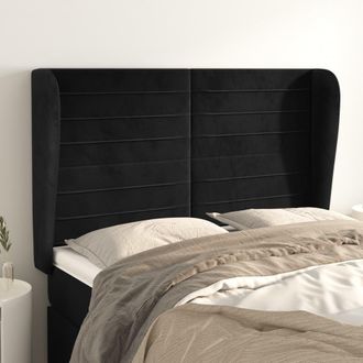 vidaXL Cabecero Con Orejas De Terciopelo Negro 147x23x118/128 Cm Vidaxl