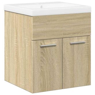 Berkfield Home 2 Piece Bathroom Furniture Set Sonoma Oak Engineered Wood in Light Brown