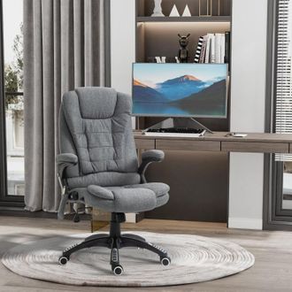 STILVORA Sedia Da Ufficio Ergonomica Massaggiante E Riscaldante, Altezza E Schienale Regolabili, Con Poggiapiedi, Grigio