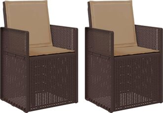 vidaXL Sillas De Comedor De Jard&iacute;n 2 Uds. Marr&oacute;n Y Topo Pp Vidaxl