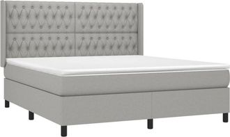 vidaXL Vidaxl - Cama Box Spring Colch&oacute;n Y Luces Led Tela Gris Claro 180x200 Cm