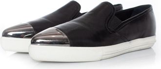 Miu Miu Pre-owned Womens Miu Miu, slip on sneakers in black leather - Size 38.5 EU/IT