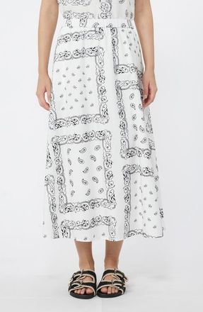 Max Mara Caravan Bandana Print Cotton Skirt in White at Nordstrom, Size X-Small