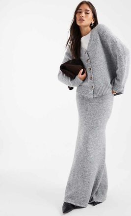 4th & Reckless Gonna lunga a colonna in maglia effetto lana grigia in coordinato-Grigio