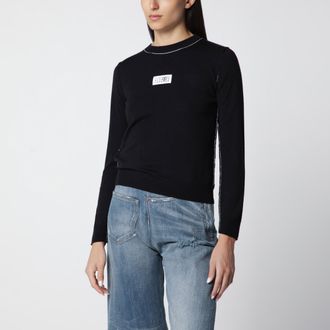 Maison Margiela Wool-blend sweater with contrast trim in black