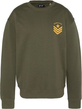 Schott NYC Sweatshirt met logo-opdruk - Heren - Sweatshirts - Groen - XL - Katoen - Hoodies & sweatvesten