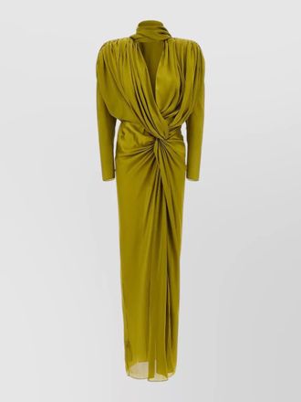 Balmain silk draped knotted maxi dress