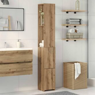 Berkfield Home Comfortable Bathroom Cabinet Artisan Oak 25x25x170 cm Engineered Wood in Brown | Size: 25 x 25 x 170 cm