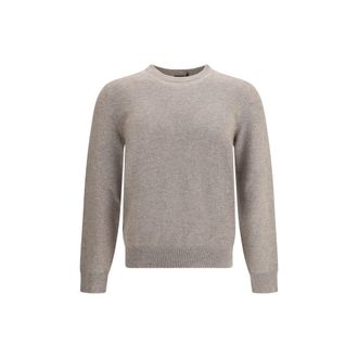 Brioni Mens Cashmere Crew Neck Pullover Sweater - Grey - Size EU 48 (Mens)
