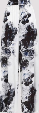 Alexander McQueen BlackWhite Ink Silk Pants