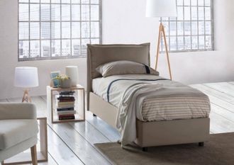 Dmora Cama Individual Dloset, Cama Contenedor Con Revestimiento De Tela, 100% Made In Italy, Apertura Frontal, Con Colch&oacute;n Cm 90x190 Incluido, T&oacute;rtola - Dmo