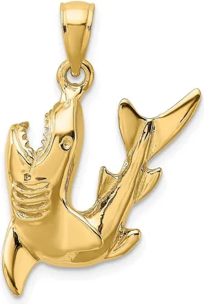 Diamond2Deal 10k Yellow Gold 2-D Polished Shark Charm Pendant