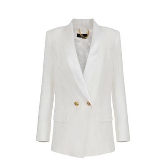 Elisabetta Franchi Dubbele-breasted Blazer - Dames - Jassen - Wit - Maat: L Leer