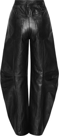 Rotate Womens Leather Cargo Trousers Black