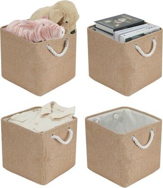 OEM 4 Cajas De Almacenamiento Plegables - 33x33x33 Cm, Aptas Para Kallax, Ropa, Juguetes (color Caqui)