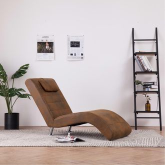 vidaXL Vidaxl - Div&aacute;n Con Almohada De Piel De Ante Artificial Marr&oacute;n