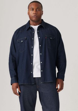 Levi's Plus Jeanshemd LEVIS PLUS, Herren, Gr. 5XL (76/78), N-Gr, rot (rot cast rinse taked), Denim/Jeans, Obermaterial: 100% Baumwolle, bequem h&uuml;ftlang, 1-Knopf-M