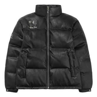 Thug Club Leather Puffer Jacket (Duck Down) Black TC23PA0303