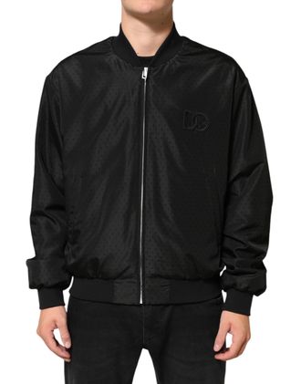 Dolce & Gabbana Black Acetate Full Zip Bomber Men Mens Jacket