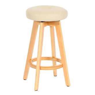 Hhg Hhg - Taburete De Bar Navan, Taburete De Bar Taburete De Mostrador, Madera Imitaci&oacute;n Cuero Giratorio, Crema, Patas Claras