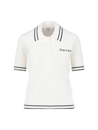 Sporty & Rich Ribbed Texture Polo Shirt with Contrasting Stripes