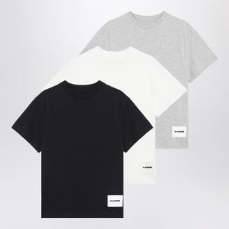 Jil Sander Set Of Three Cotton T Shirts With Logo Patch