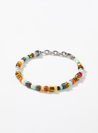 Mancino Mens Murano bead and natural stone bracelet