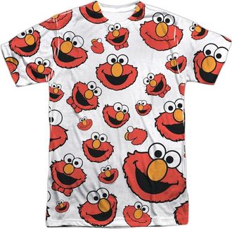 Gildan Sesame Street Elmo Face Pattern Short Sleeve Adult Poly Crew T-Shirt