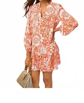 Lilly Pulitzer Shaley Tunic Popover Dress In Sunset Orange Budding Romance