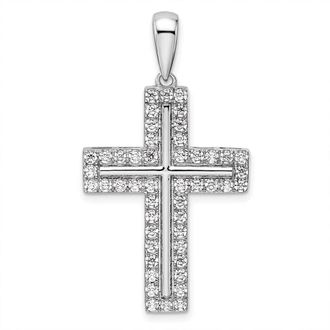 Diamond2Deal 14k Gold Lab Grown Diamond Cross Pendant (1ct, VS, D-E)