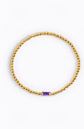 Mint & Lily Gold Beaded Birthstone Bracelet in February Amethyst at Nordstrom, Size 7.5