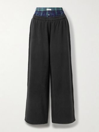 Acne Studios Pantaloni Sportivi In Jersey Di Cotone Biologico E Flanella A Quadri - Nero
