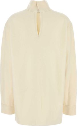 Jil Sander Womens Wool Blend Turtleneck Blouse Beige Nylon