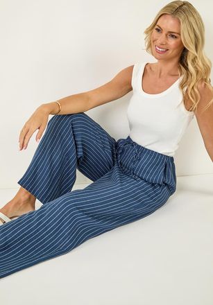 Roman Stripe Pull On Stretch Trouser