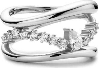 Ania Haie Womens Sparkle Teardrop Ring In Silver