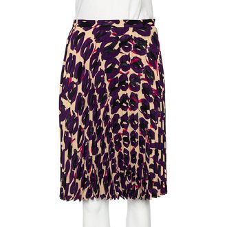 Max Mara Multicolored Printed Georgette Pleated Skirt