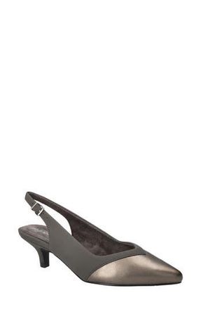 Easy Street Vivid Kitten Heel Slingback Pump in Pewter Lamy-Pewter at Nordstrom Rack, Size 7.5