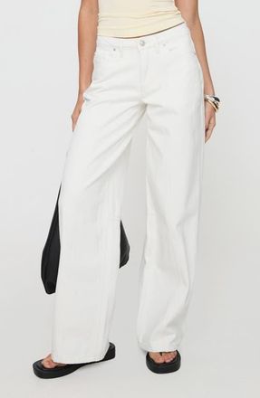 Princess Polly Lando Low Rise Straight Leg Jeans in White at Nordstrom, Size 10
