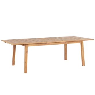 Beliani Beliani - Mesa De Jard&iacute;n Extensible De Madera De Acacia Clara 180/240 X 100 Cm 8 Personas Sombrilla Cesana