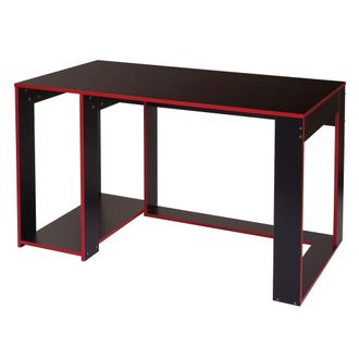 Hhg Hhg - Escritorio 834, Escritorio De Ordenador, Escritorio De Oficina, 120x60x76cm, Negro-rojo