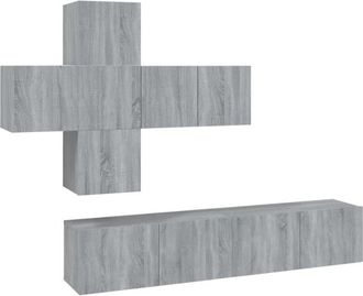 vidaXL Vidaxl - Set De Muebles De Tv 7 Pzas Madera Contrachapada Gris Sonoma