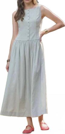 Moon River Boat Neck Front Button Detail Midi Dress In Olive