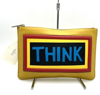 Fendi Yellow Leather Clutch Bag (Pre-Owned)